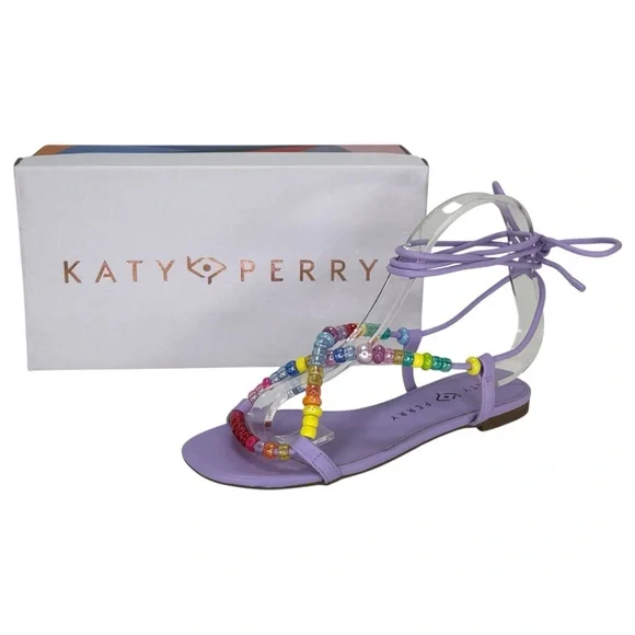 Katy Perry Halie Bead Purple Tie Up Womens Sandals Size 6.5M - Picture 11 of 13